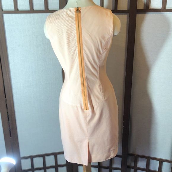 Antonio Melani sz 6 orange and white pinstripe dress/fully lined/exposed zipper - Picture 9 of 16